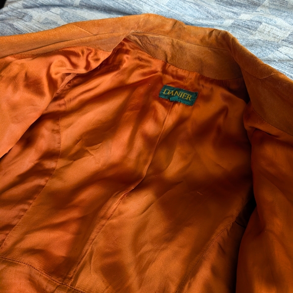 📼🇨🇦 Awesome Vintage Danier Orange Suede Jacket With Retro Buttons - Large - Picture 11 of 13